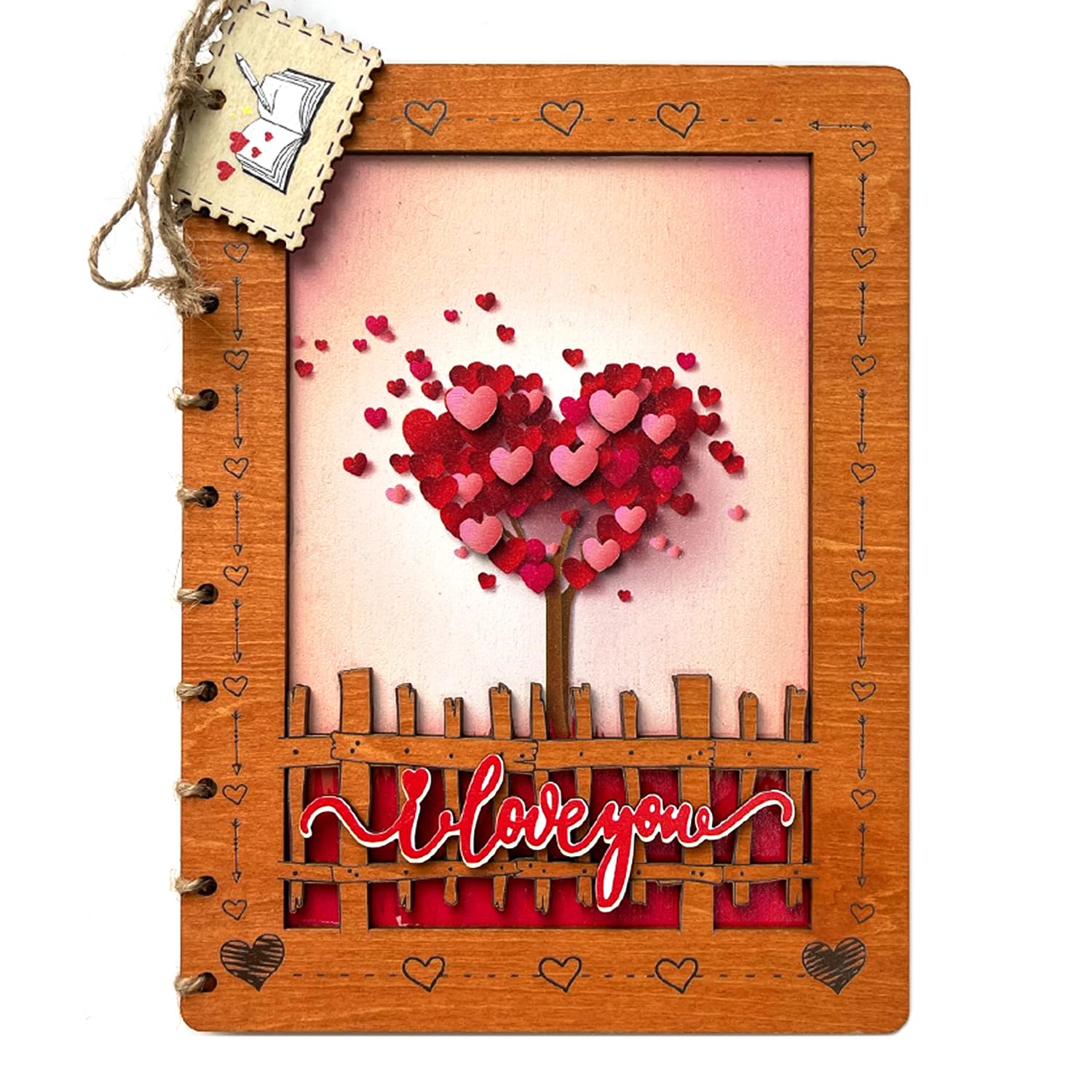 Anniversary Card, Gift For Her In Birthday, Anniversary Card For Her Or Him, Happy Birthday Cards For Wife, Husband, Mother's Day Card, Heart Tree Wooden Anniversary Cards 6x8" For Valentine Day