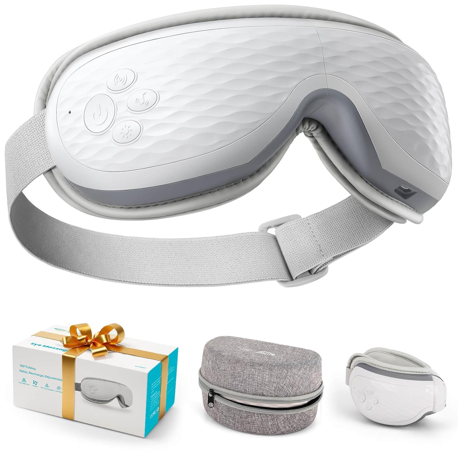 ALLJOY Eye Massager with Heat Compression Bluetooth Heated Eye Mask with Music Relieve Fatigue Improve Sleep Reduce Stye