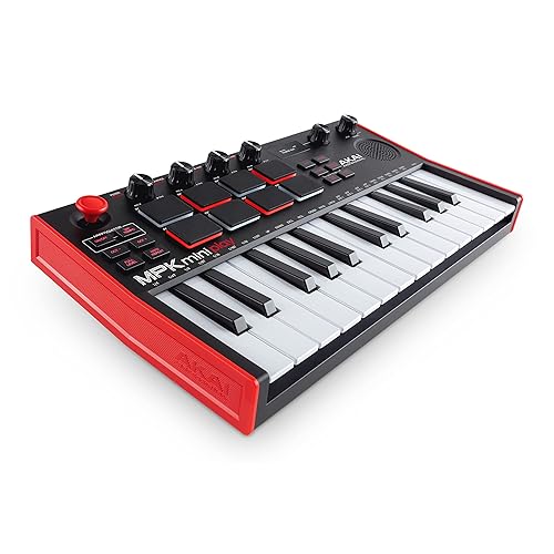 AKAI Professional MPK Mini Play MK3 - MIDI Keyboard Controller with Built in Speaker and Sounds Plus Dynamic Keybed, MPC Pads and Software Suite - MPK Mini Play MK3