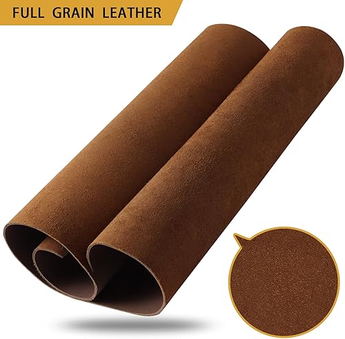 Miniatura 2 de RingSun Hojas de cuero genuino para manualidades de 10 x 10 pulgadas, cuero de grano completo (0.079 in) de grosor, piezas de cuero de vacuno,