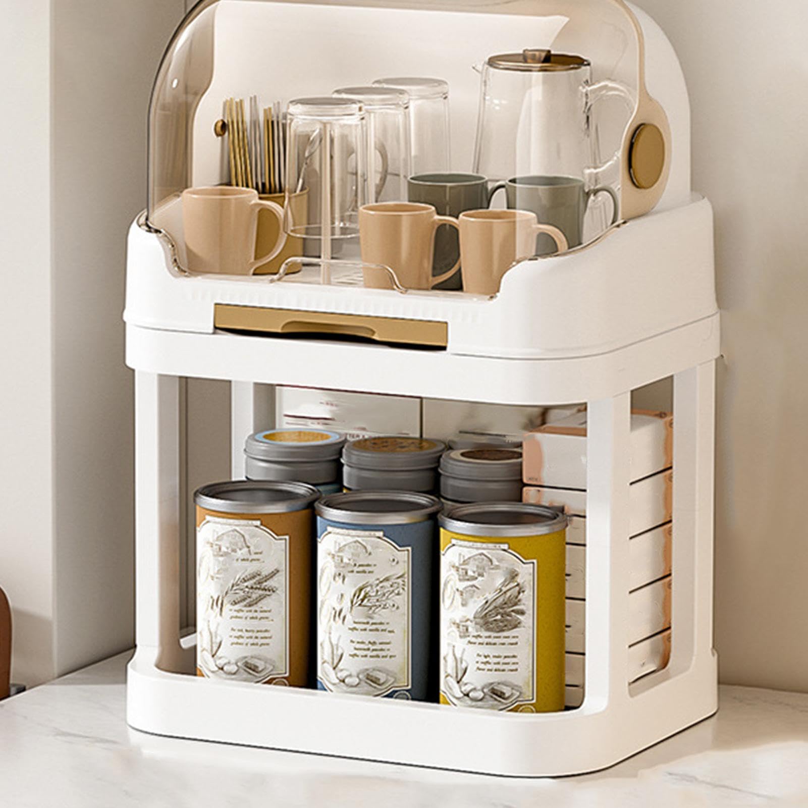 Contenedor para secar botellas con escurridor, estante para secar botellas a prueba de polvo para niños pequeños - Caja escurridora para contenedores de botellas con tapa,Contenedor de caja de cubiert