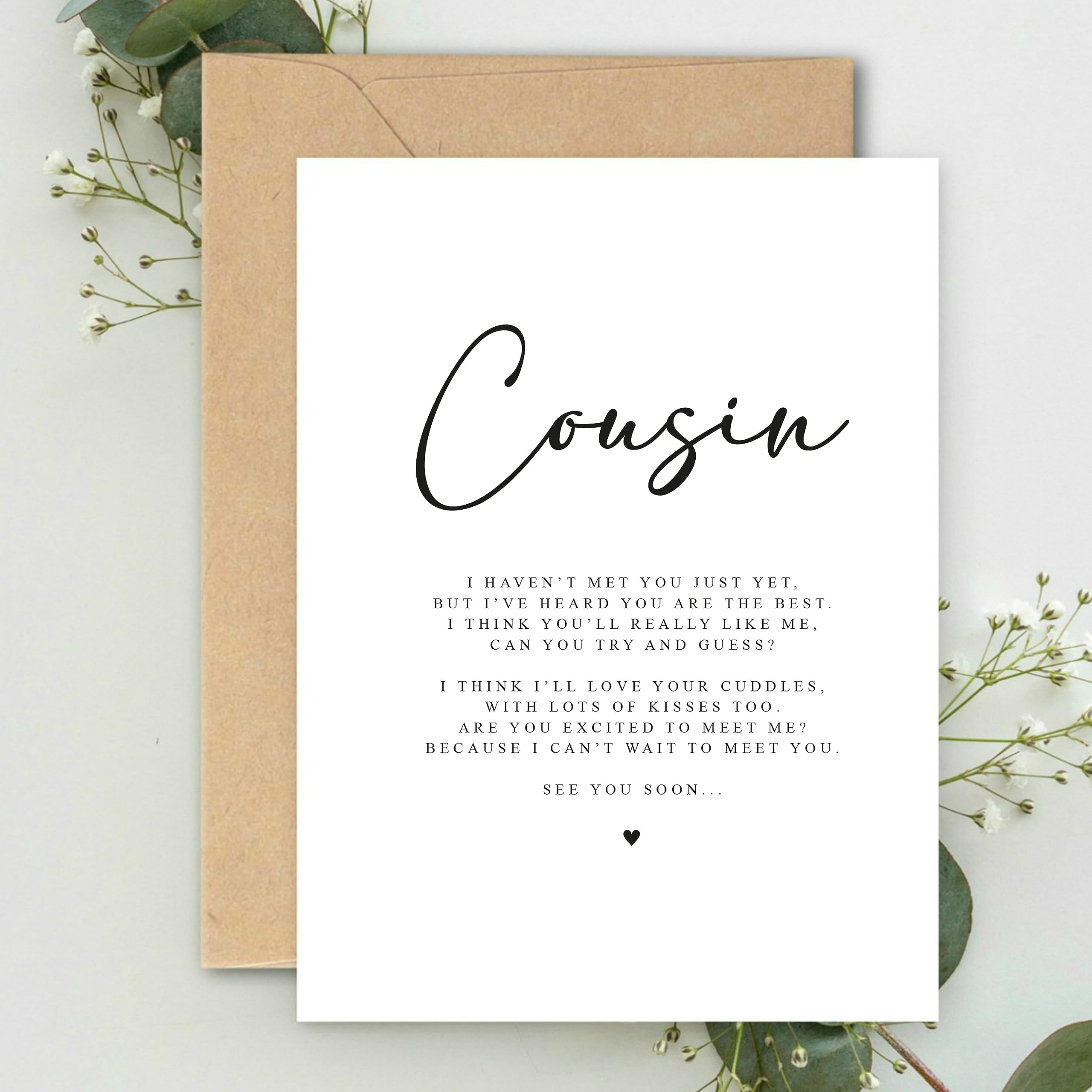 Cousin Poem Pregnancy Announcement A5 Card with envelope for Niece or Nephew, Family Pregnancy Announcement Card, Pregnancy Reveal, Friends, Surprise Baby on the way