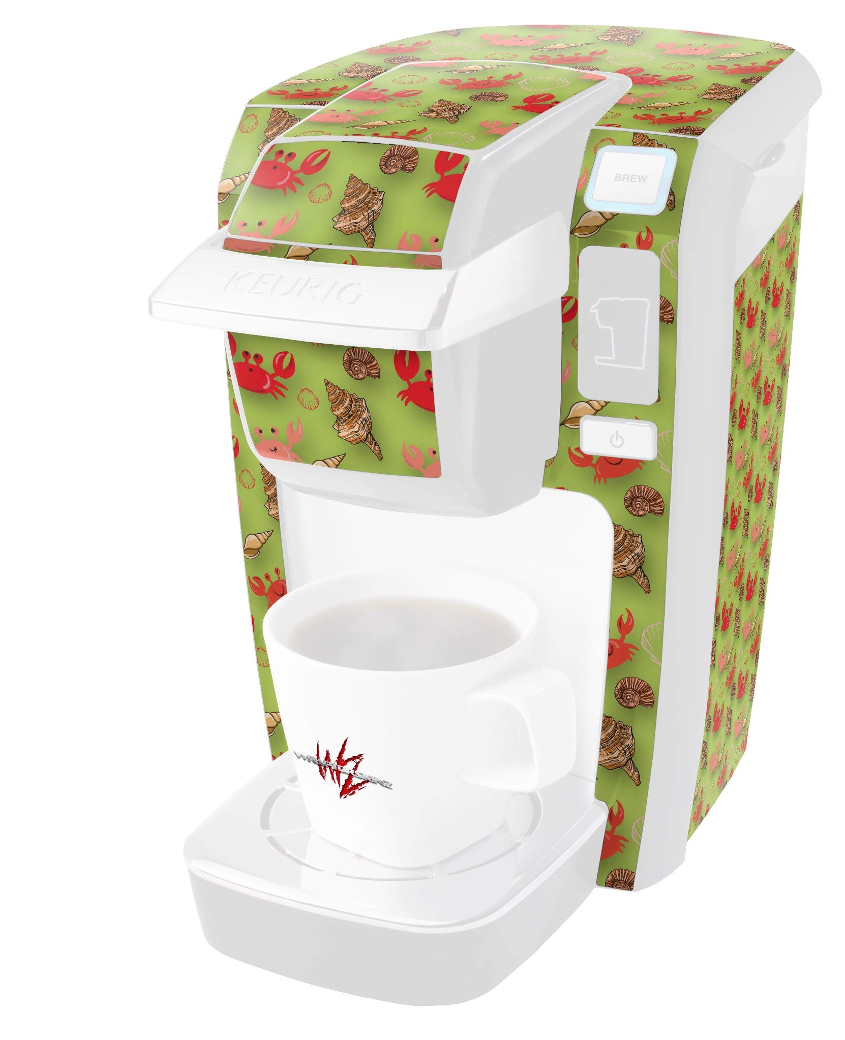 Decal Style Vinyl Skin compatible with Keurig K10 K15 Mini Plus Coffee Makers Crabs and Shells Sage Green