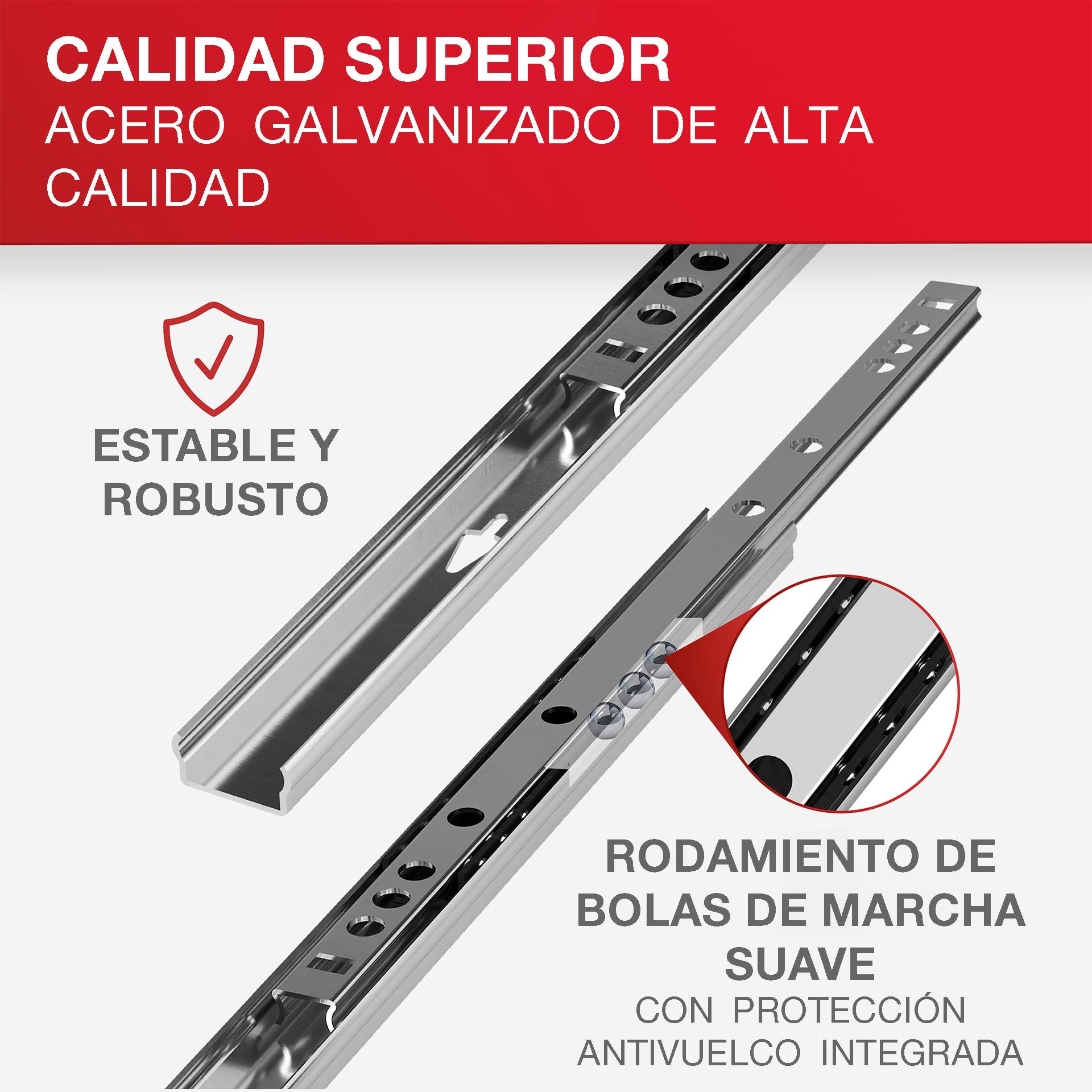 LouMaxx Juego de 4 rieles para cajones con ranura de 27 mm, rieles de mm, sistema de rieles para cajones con extracción parcial para ranura de 27 mm (L = 350 mm, 4, Unidad)