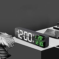 Vista 2 de GULRUH Alarm Clocks, Alarm Clock Digital Clock Temperature Date Display Desktop Mirror Clocks Desk Table Clock (Color White)