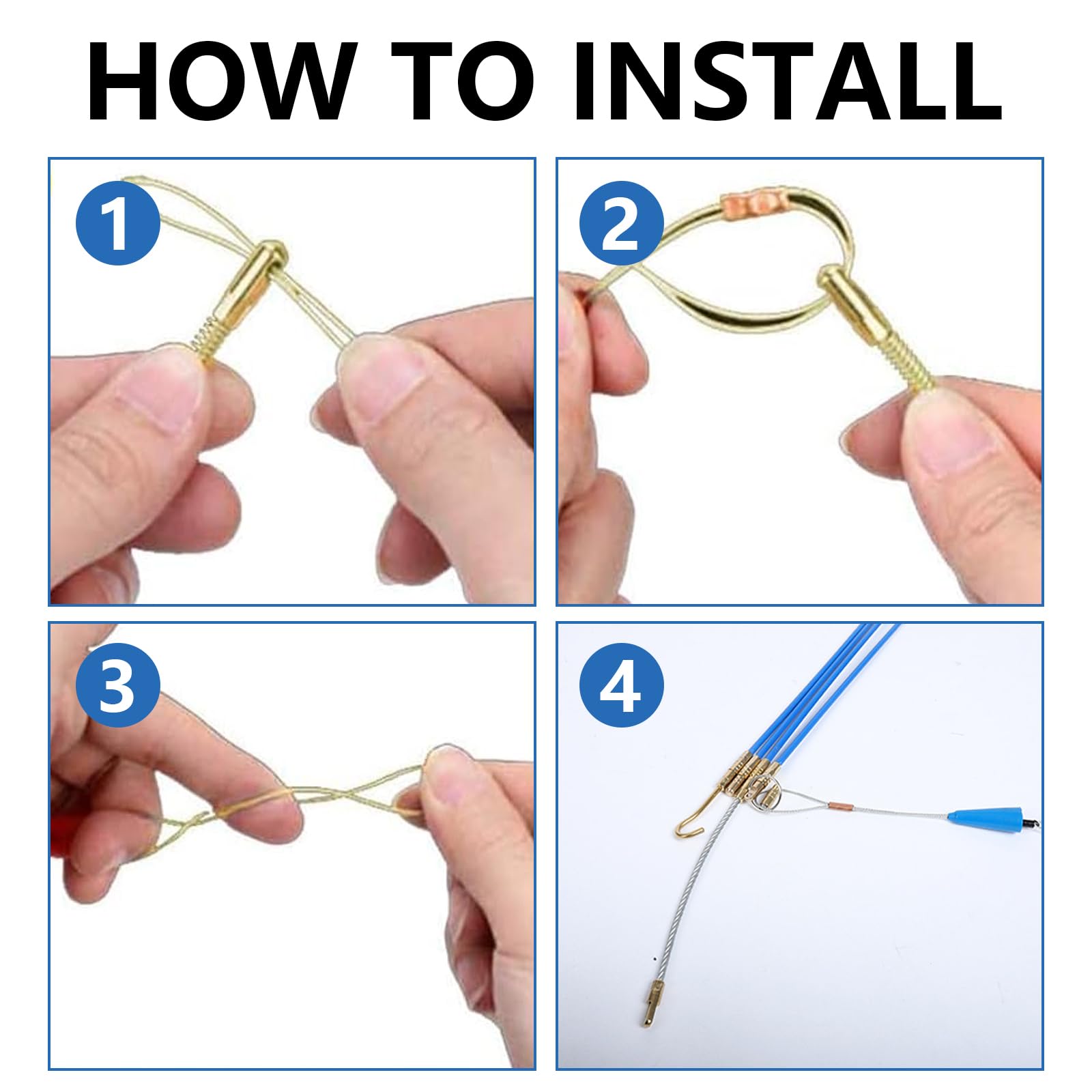 20 Varillas De Acceso Para Cables, Barra De Acoplamiento De Electricista, Kit De Entrada De Cable De Fibra De Vidrio, Espiral RetráCtil Con Muelle GuíA, Ayuda Para Tirar De Cables (33 cm)