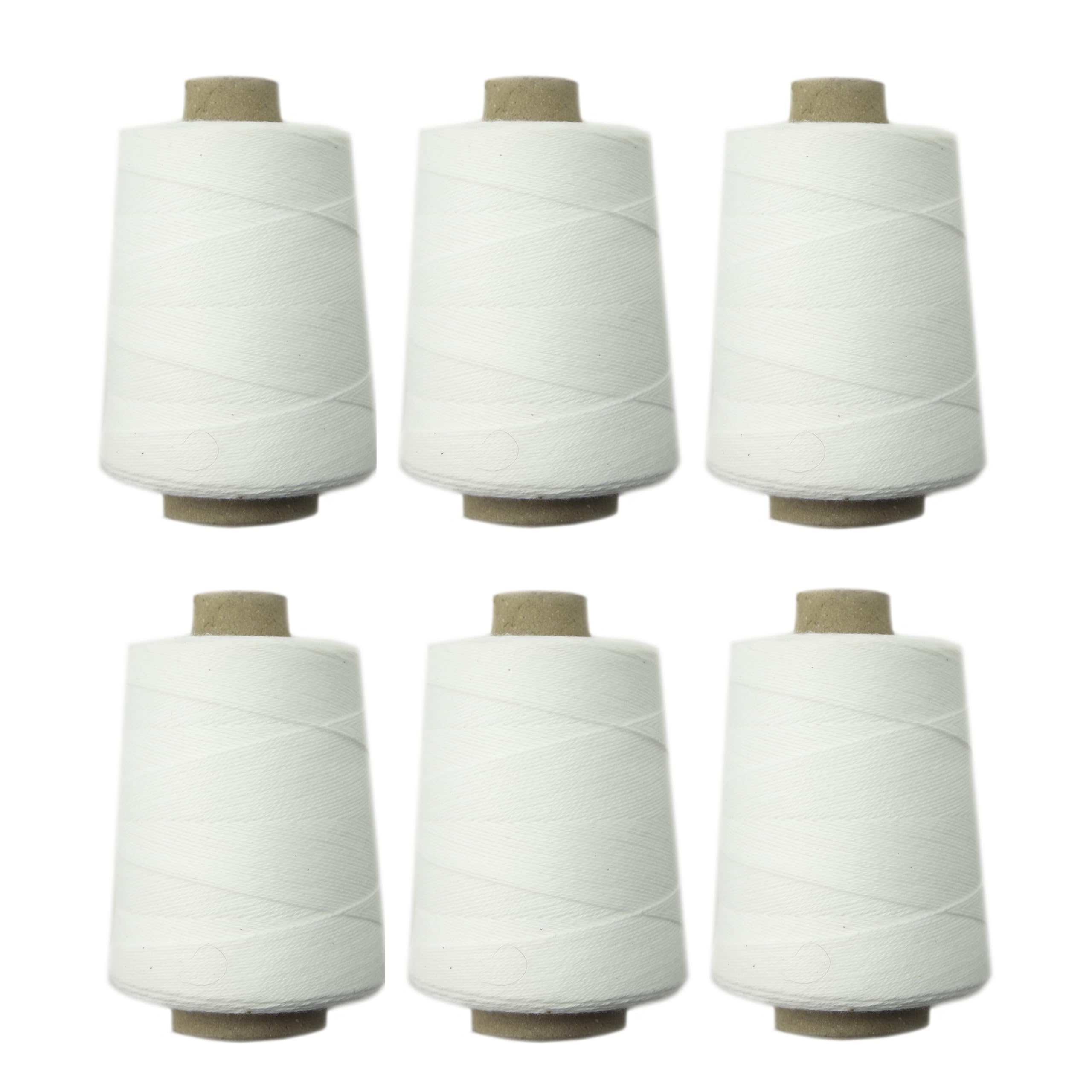 Bobines de fil de coton blanc HAND pour machine à coudre en lot de 6 rouleaux résistants