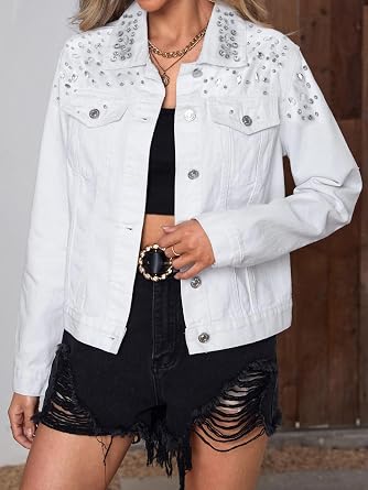 Kedera Jean Jacket Women Trendy 2025 Embellished Button Down Vintage Western Trucker Jacket Spring Coat Outfits