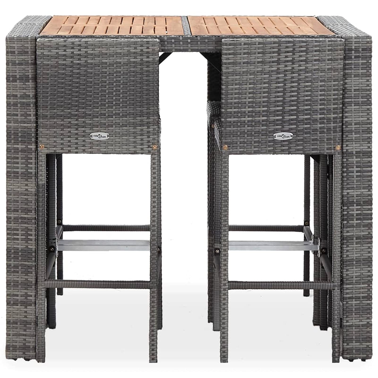 Ensemble de Bar 5 pcs Résine tressée Bois d'acacia Gris Mobilier de Jardin