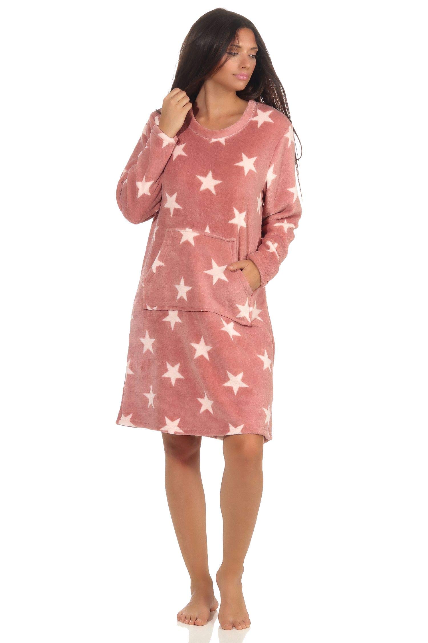 Camicia Maglia Blusa Donna Camicetta Maniche Lunghe Rosa Cipria Fiori 38135