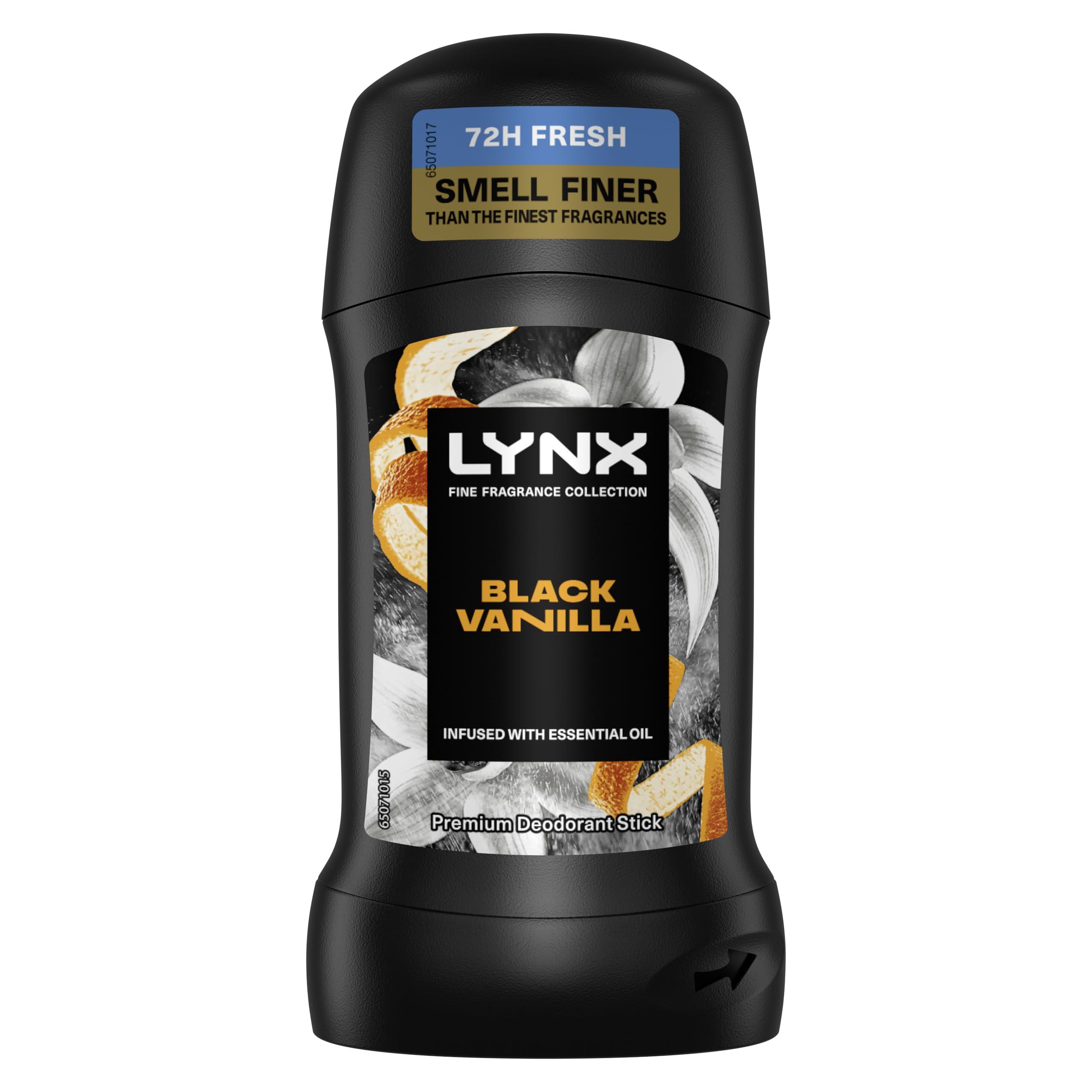 Lynx Fine Fragrance Collection Black Vanilla Premium Deodorant Stick Men's Deodorant with a vanilla, orange & sandalwood fragrance for 72 hour odour protection 50 ml
