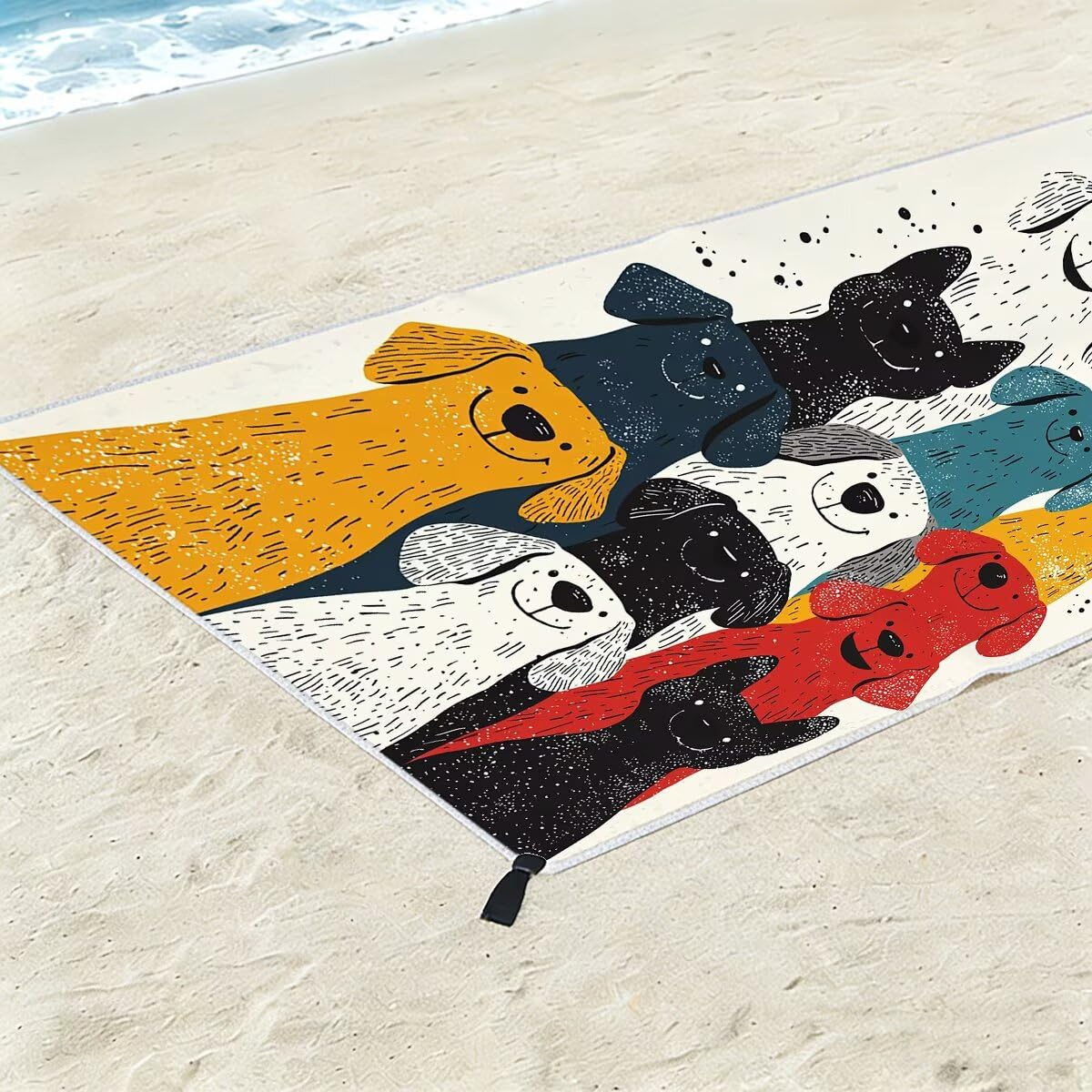 Serviette de Plage Serviette Microfibre, Drap de Bain 80x160cm 2PC, Séchage Rapide Grande Serviettes de Bain, Légères Anti Sable Drap de Plage Microfibre pour Sport Voyages, Cadeau Homme (Chien) -3685