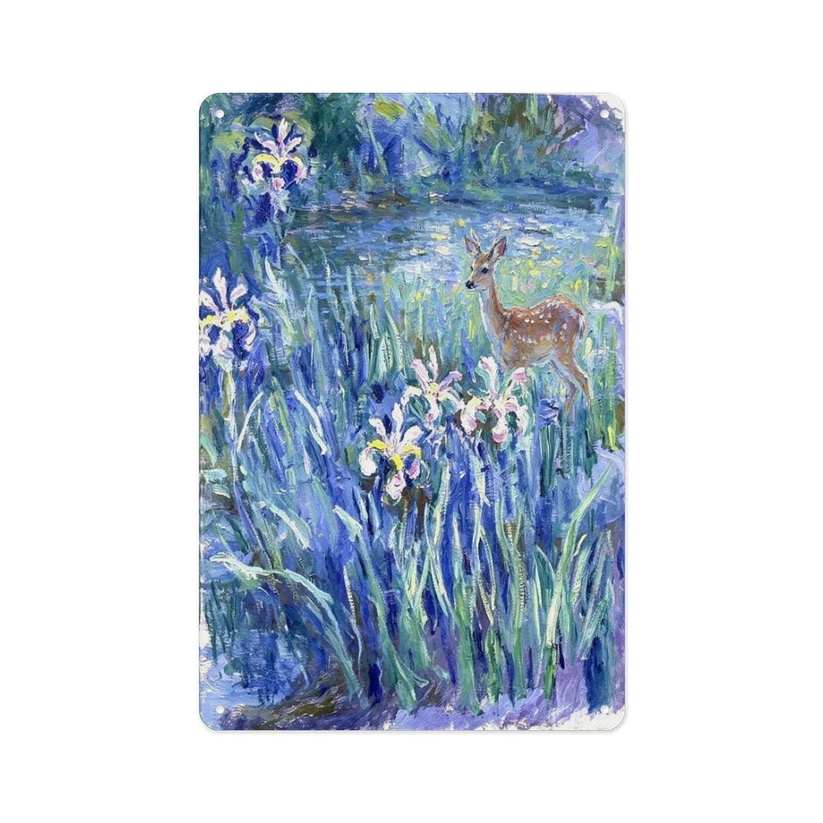 Fekiloot Style Deer Among The Flowers Wall Decor Metal Signs Tin Signs Poster
