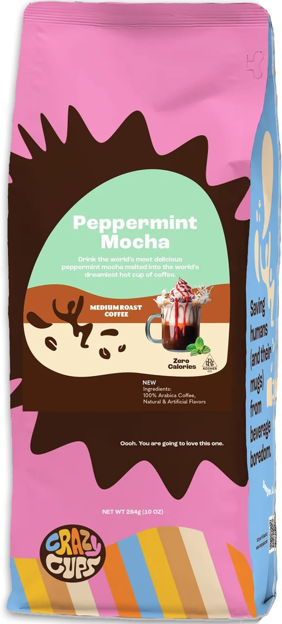 Flavored Ground Peppermint Coffee, Peppermint Mocha in 10 oz Bag, For Brewing Flavored Hot or Iced Coffee, (Pack of 1)