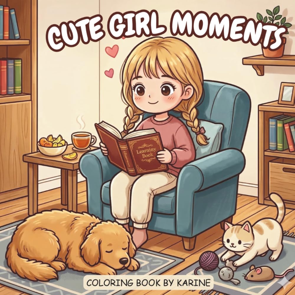 Cute Girl Moments: Simple & Cute Coloring Book