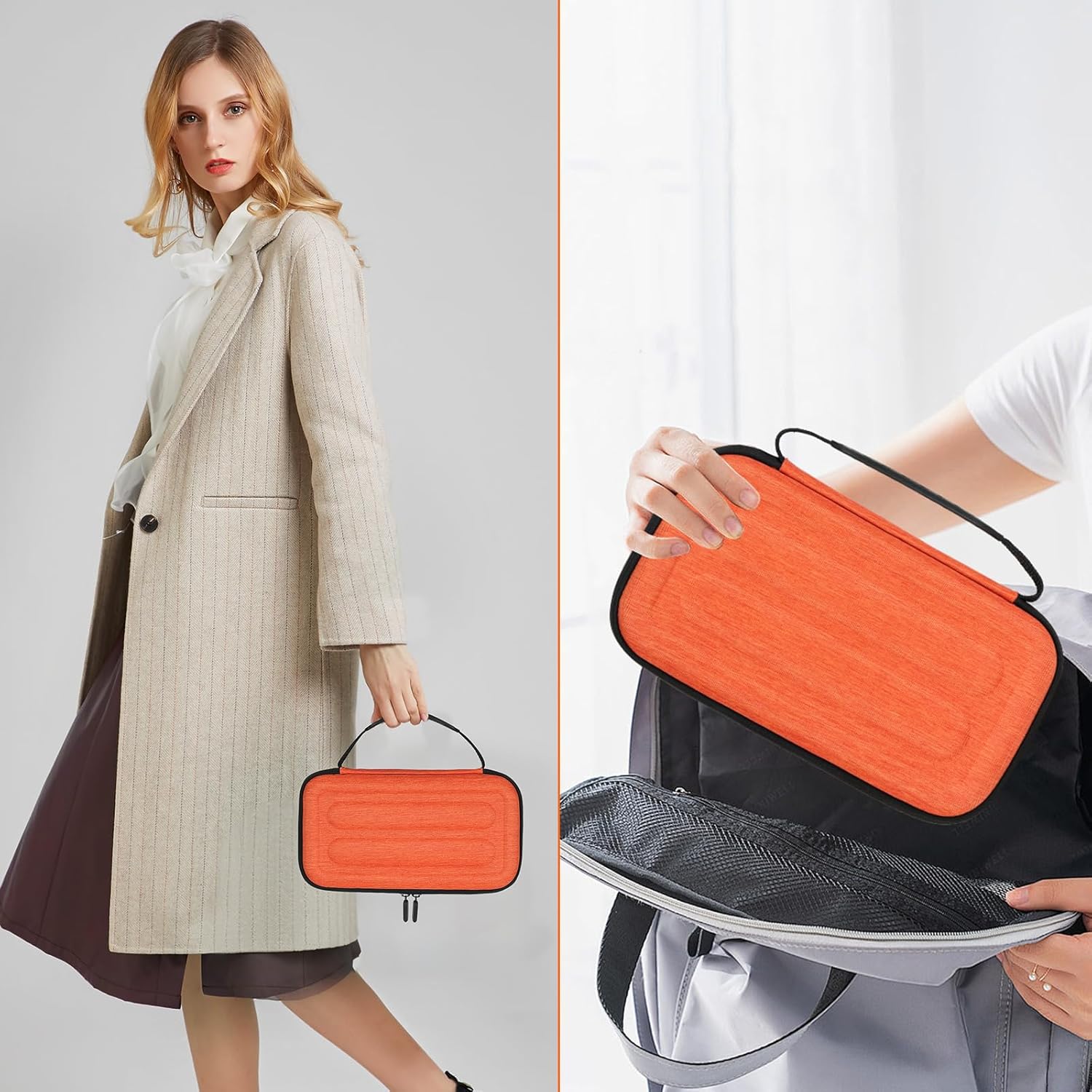 Wireless Microphone Case Compatible with JBL PartyBox Wireless Mic - 2X Digital Wireless Microphones,Protable Mic Travel Bag Storage Box for Receivers,Adapters,AA Batteries,Charger,Orange(Box Only) - Image 8