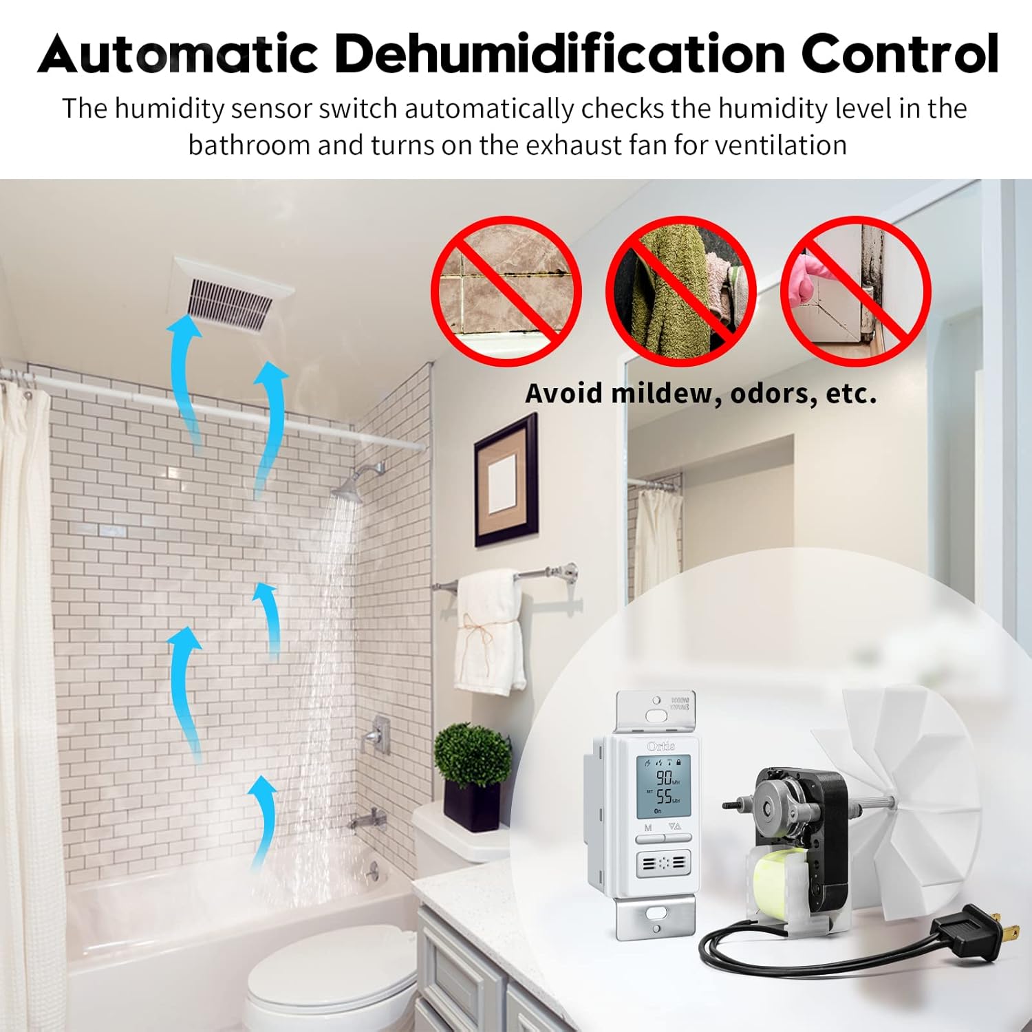 Buy New Generation] Bathroom Fan Automated Control Switch, Ortis