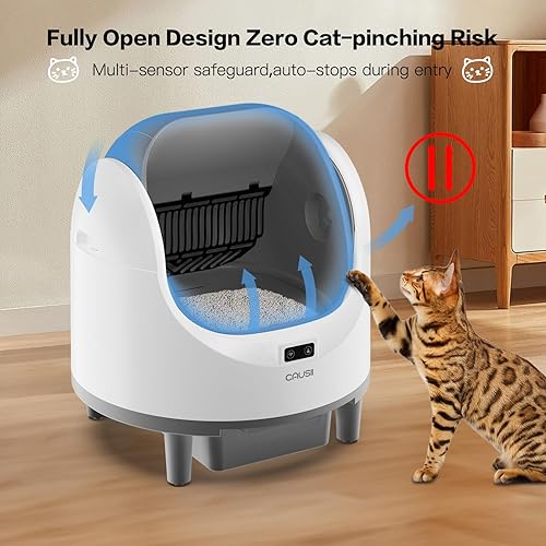 Miniatura 2 de Caja de arena automática, segura antipellizco Caja de arena autolimpiante para gatos de gran capacidad para múltiples gatos, control de aplicación,