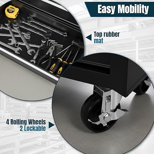 Miniatura 6 de Caja de herramientas rodante, organizador de herramientas eléctricas con 7 cajones, armario de almacenamiento de herramientas con ruedas
