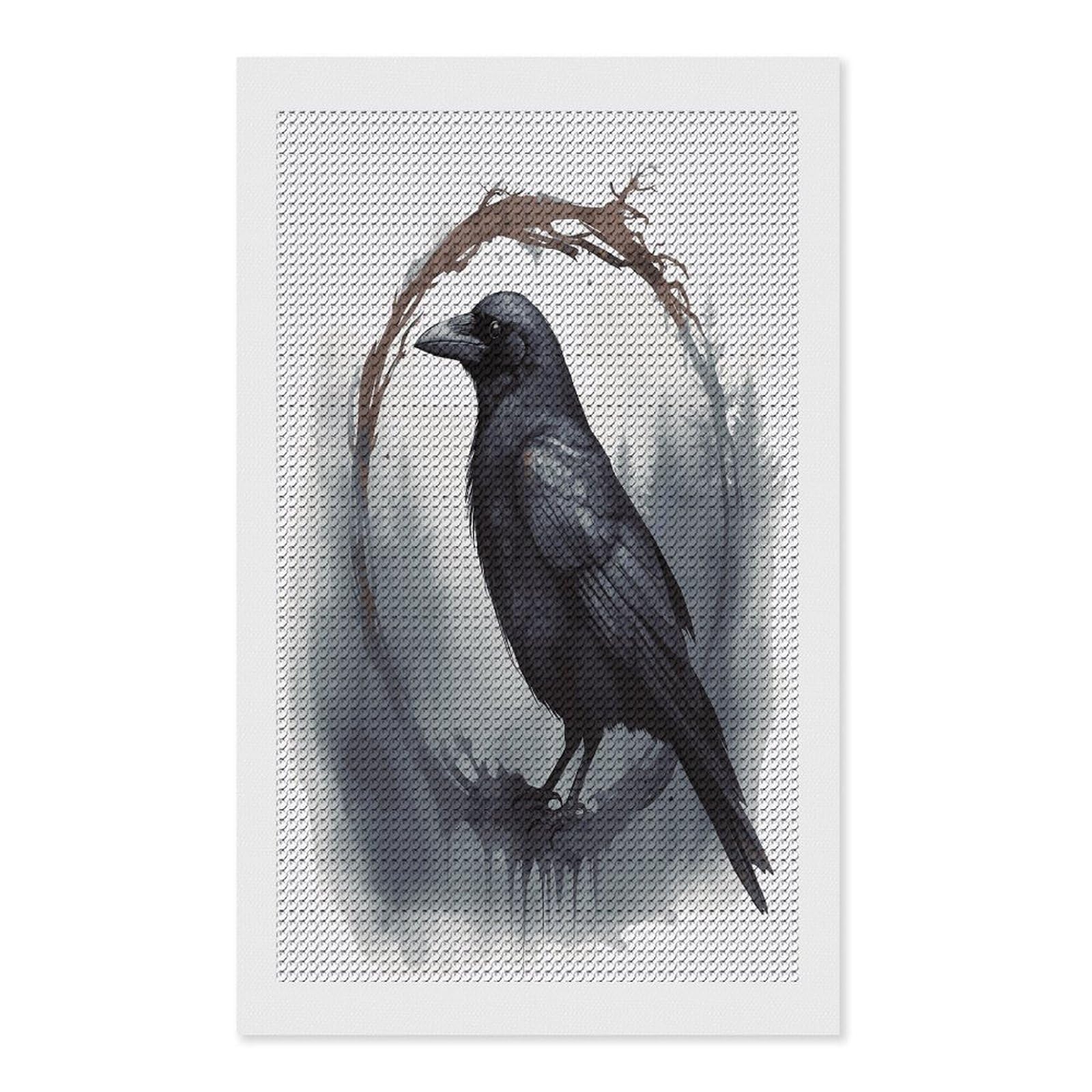 FekiLoot Black Crow Diamond Art Kits for Adults Diamond Painting Kits for Beginners DIY Diamond Art Kits Round Full Drill Diamond Dot Gem Painting for Home Wall Decor Gift 12"x20"
