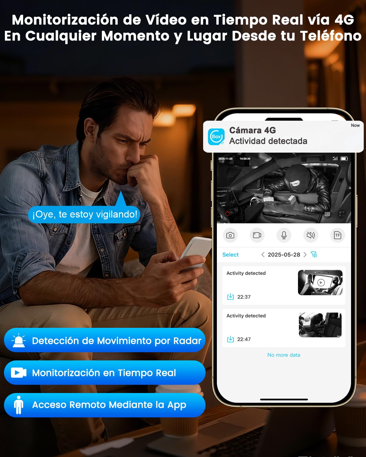 UCOCARE Camara Vigilancia SIM, 4MP 4G LTE Videovigilancia sin Internet con Tarjeta SIM, Mini Camara Coche sin WiFi, Bateria 5200mAh, Detección Movimiento Radar, Visión 160°, Vision Nocturna