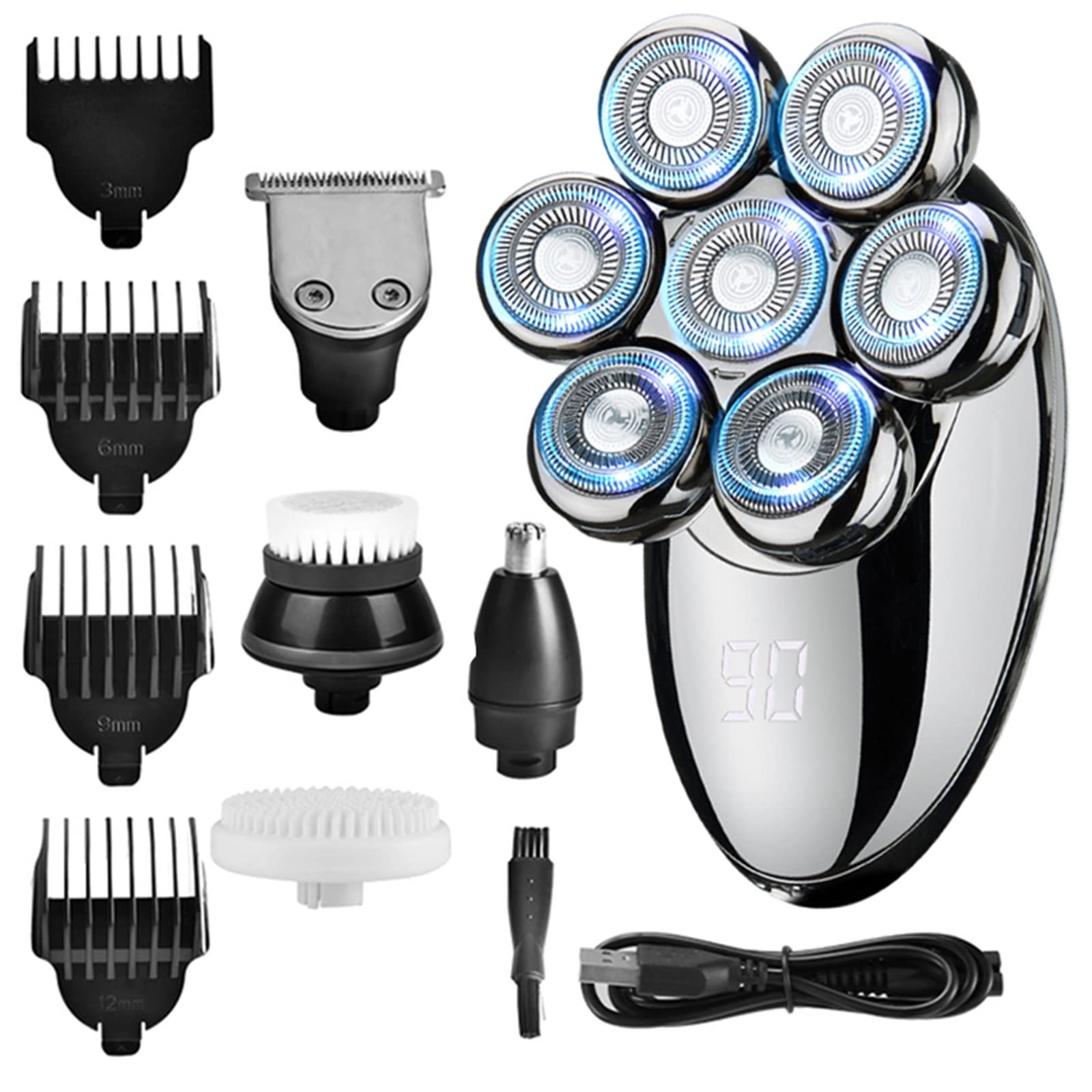 Electric Razor for Men 5 in 1 Electric Shavers 7D Independently 7 Cutter Floating Head Waterproof Razor Multifunction