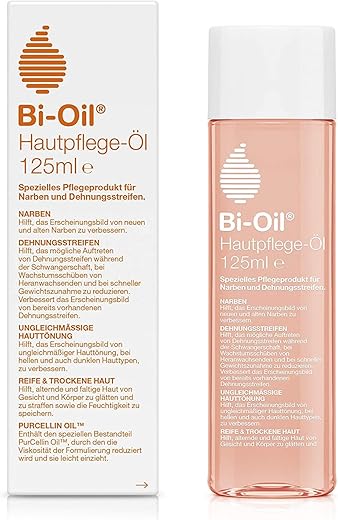 Bi-Oil Hautpflege-Öl | Spezielles Hautpflegeprodukt | Hilft bei Dehnungsstreifen und Narben | Hilft bei trockener Haut und bei ungleichmäßiger Hauttönung | 125 ml