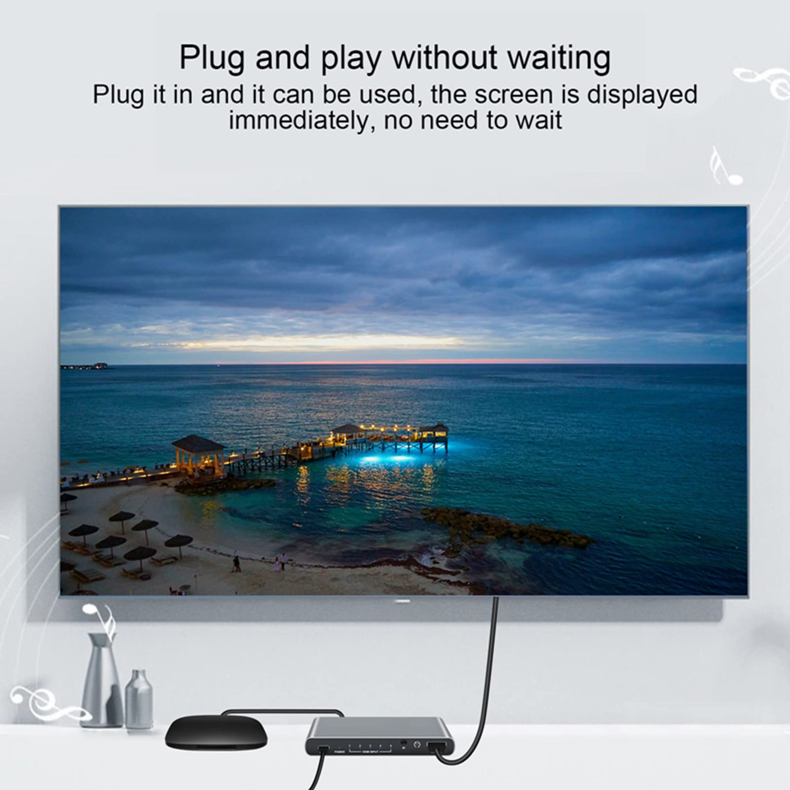 VBESTLIFE Conmutador HDMI 4K 60Hz, Conmutador HDMI 5 en 1 Salida, Selector de Conmutador HDMI de 5 Puertos, Soporte para DTS, para Dolby TureHD, para LPCM7.1, para Dolby AC3, para Formato DSD, Etc.