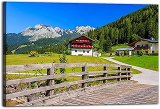 Austrian Alpine Chalet Countryside Poster Canvas Painting Print Wall Art Modern Living Room Kitchen Posters Bedroom Room Aesthetics Decor 12x18inch(30x45cm) Frame-style