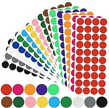 Pack of 2400 Adhesive Dots, Colourful, 20 mm Dot Stickers, Marking Dots, Self-Adhesive Coloured Labels, Round Stickers for Office, Home, School, Crafts (15 Colours)