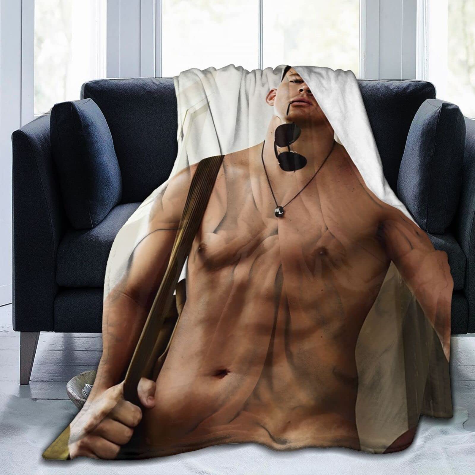 YINGD Soft Throw Blankets Channing Tatum Flannel Blanket Ultra Soft Comfortable Blanket Anti Static Washable for Bed Sofa 125x100cm