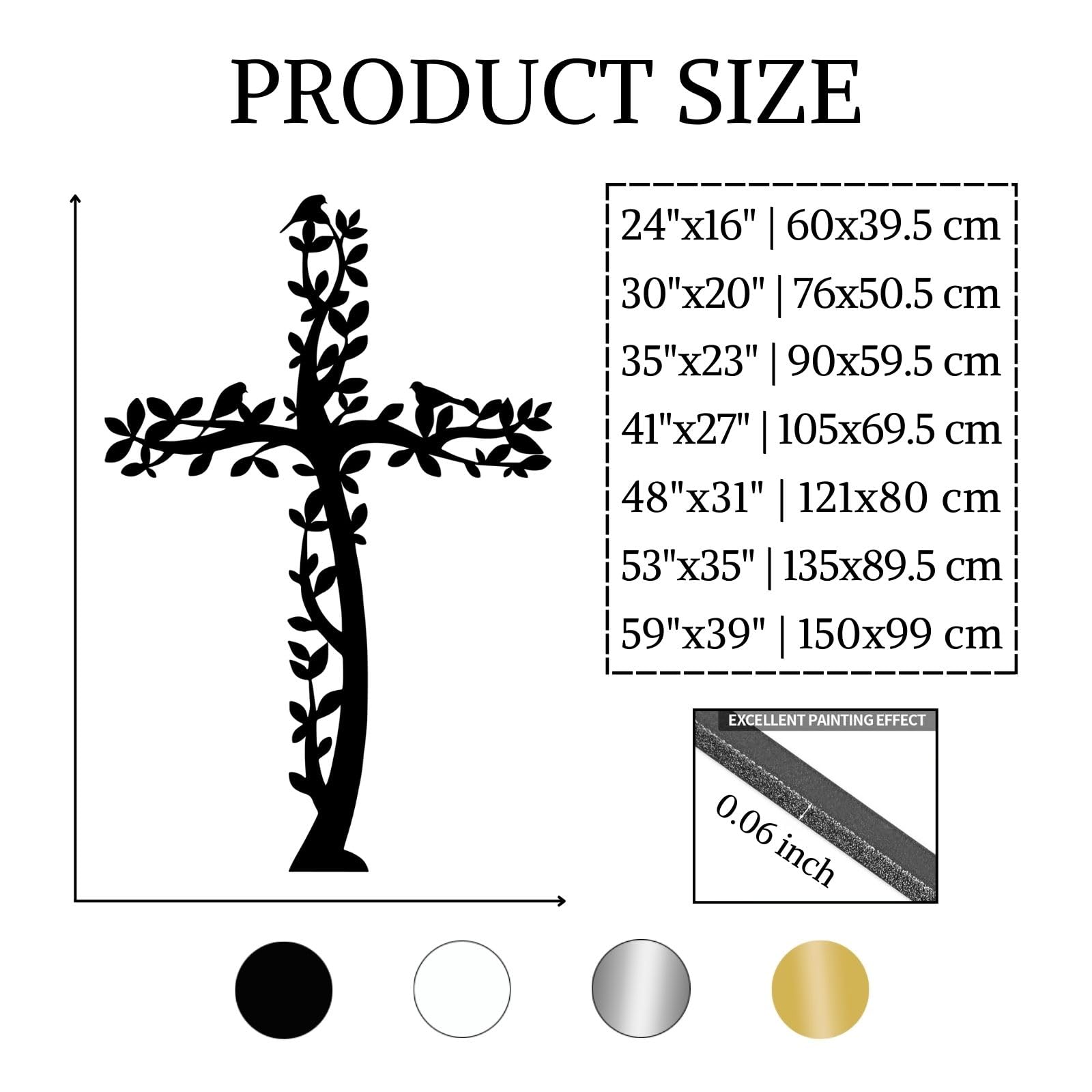 Croix avec arbre - Décoration murale en métal, style chrétien