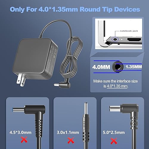 Miniatura 2 de BURFLO 65W 45W Laptop Charger Compatible with Asus Vivobook 14 15 17 F412 F512 X512 F412DA F512DA F512JA F512FA X512FA X512DA,Flip 14 15 16 S13 S14