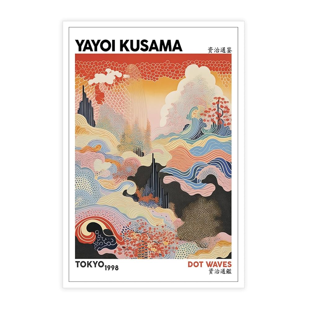 Rubeoxn Retro Yayoi Kusama Waves Poster Famous Painting