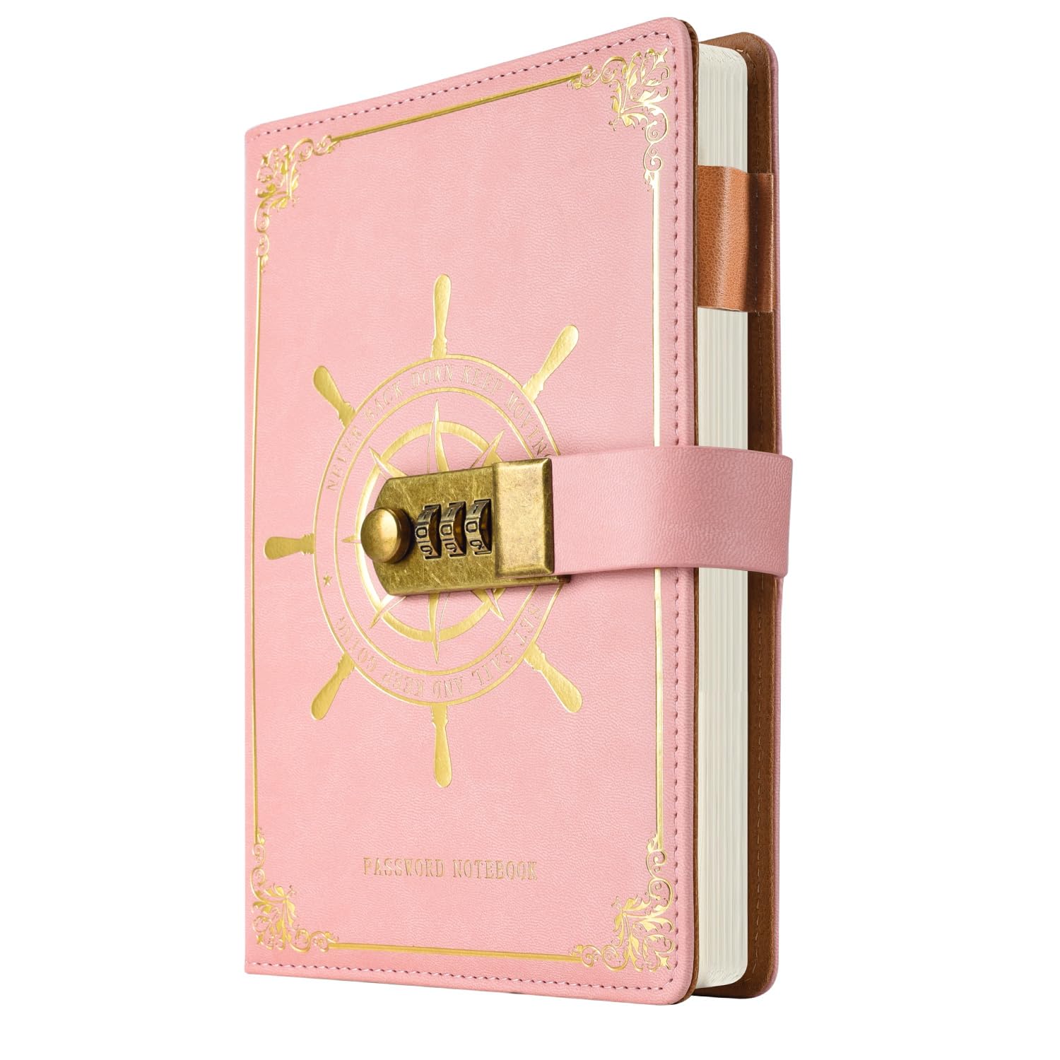 Journal avec cadenas à combinaison carnet A5 cuir PU rose - 8