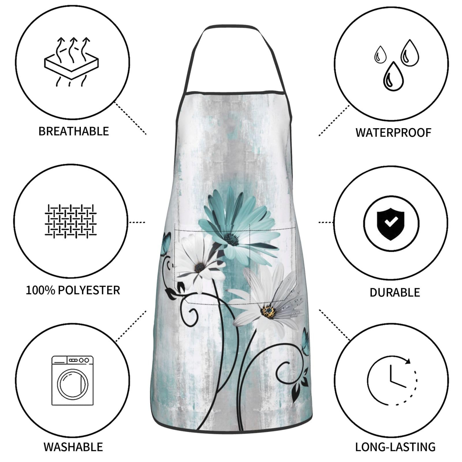 Juego de 5 manoplas de cocina de silicona con diseño de margaritas y mariposas, antideslizantes, resistentes al calor, para cocinar, cocinar a la parrilla