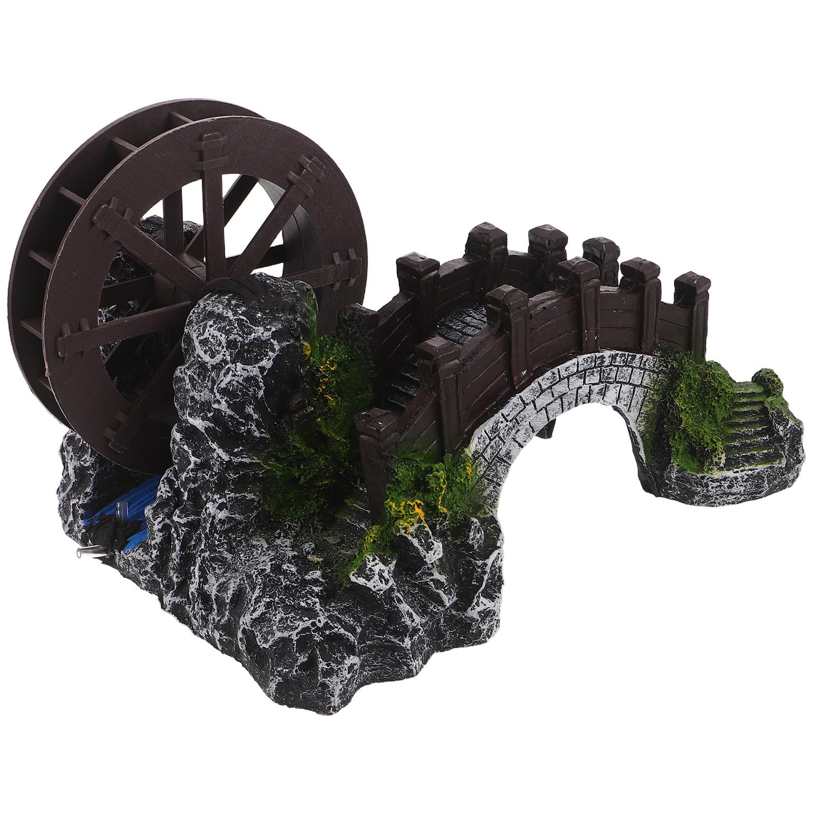 IMIKEYA Molino de Viento Ornamental de Resina Paisaje de Montaña y Cascada, Adorno Decorativo Clásico para Jardín y Mesa, Diseño Versátil y Elegante