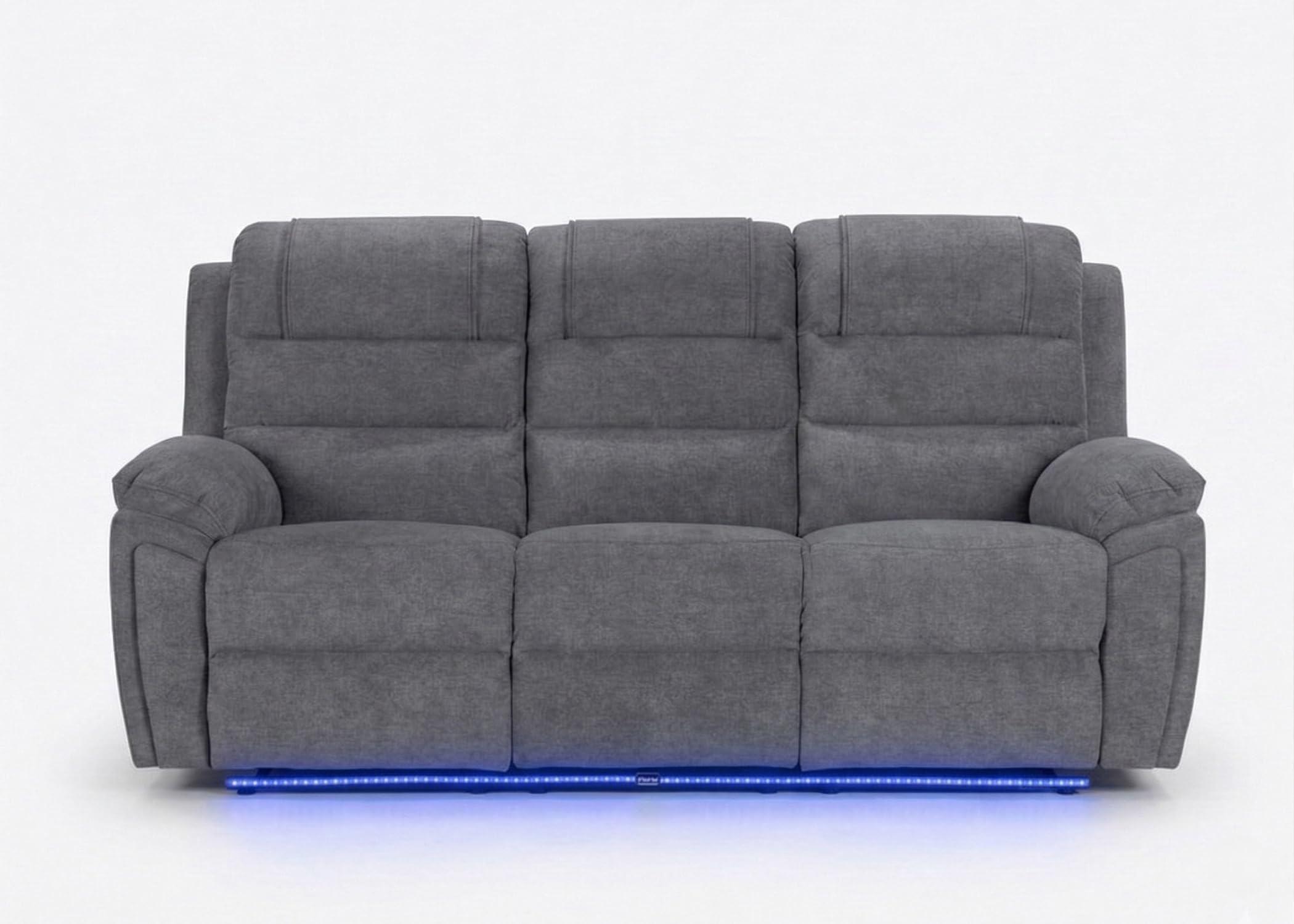 Venice Fabric Electric Recliner 3+2 Seater Sofa Set Grey - LED Lights -USB Charging Ports - 3 and 2 Seater Fabric Sofa (3 Seater)