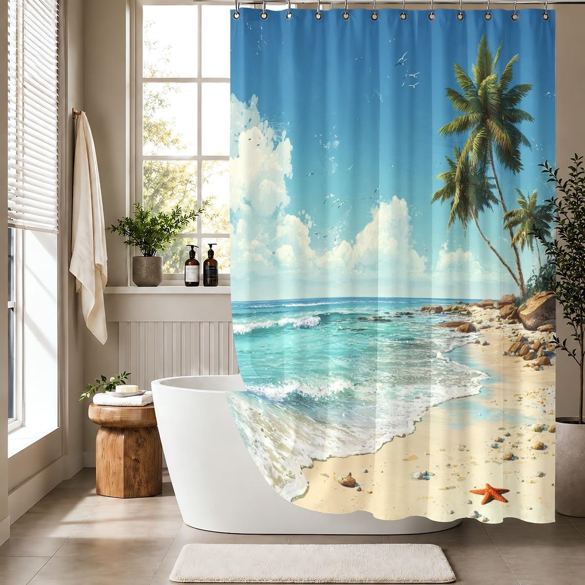 Tenda Doccia 240x200 cm Paesaggio Antimuffa e Impermeabile Poliestere