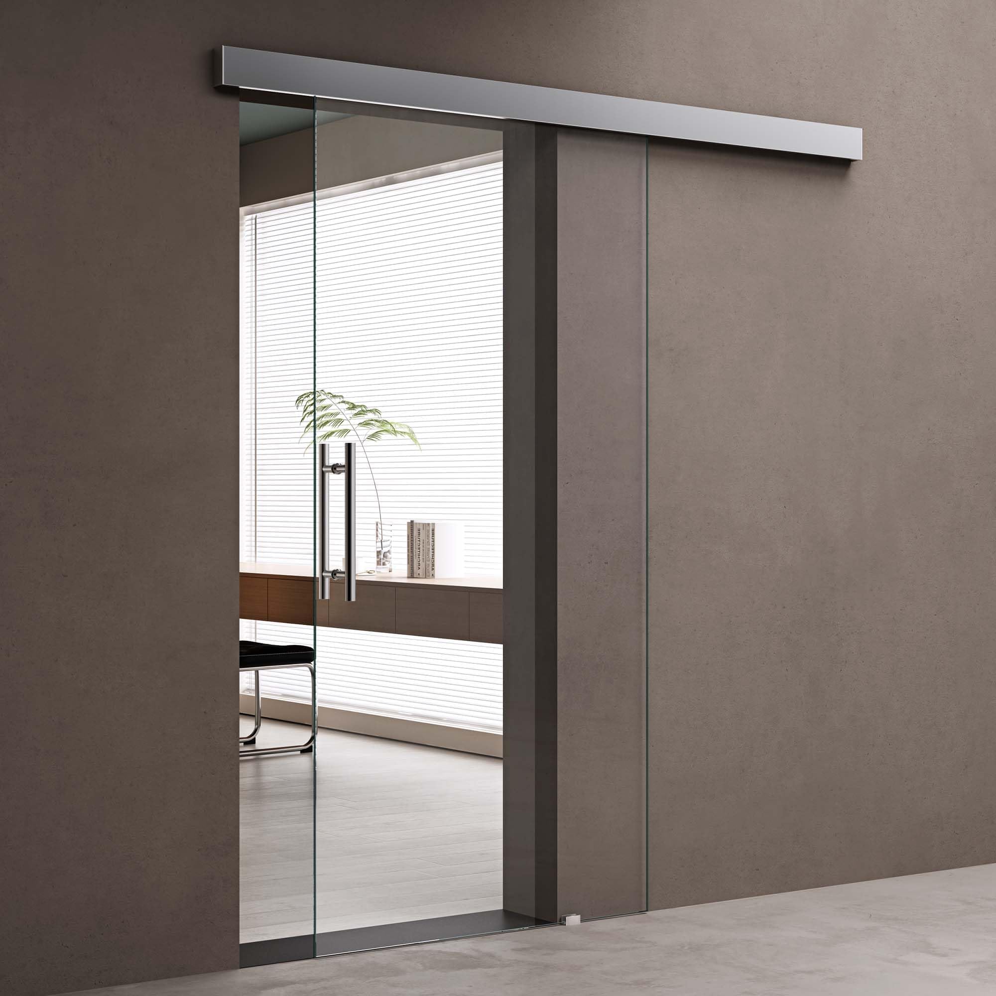 doporro Glasschiebetür Komplettset 90x205cm Zimmertür ESG-Glas Klarglas