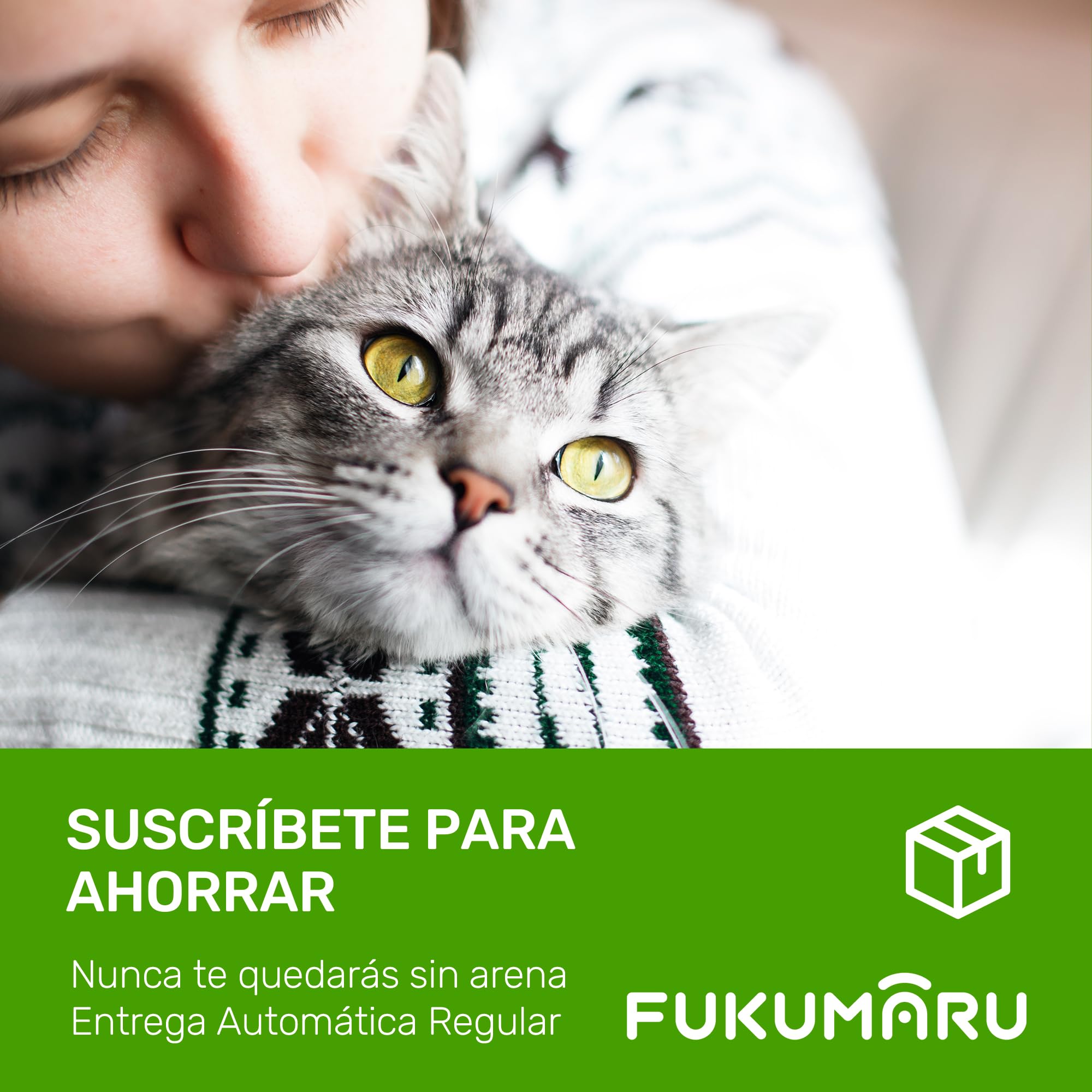 FUKUMARU Arena de Tofu para Gatos 10.8kg - Arena Aglomerante, Control de Olores, Aroma de Té Verde, Sin Polvo