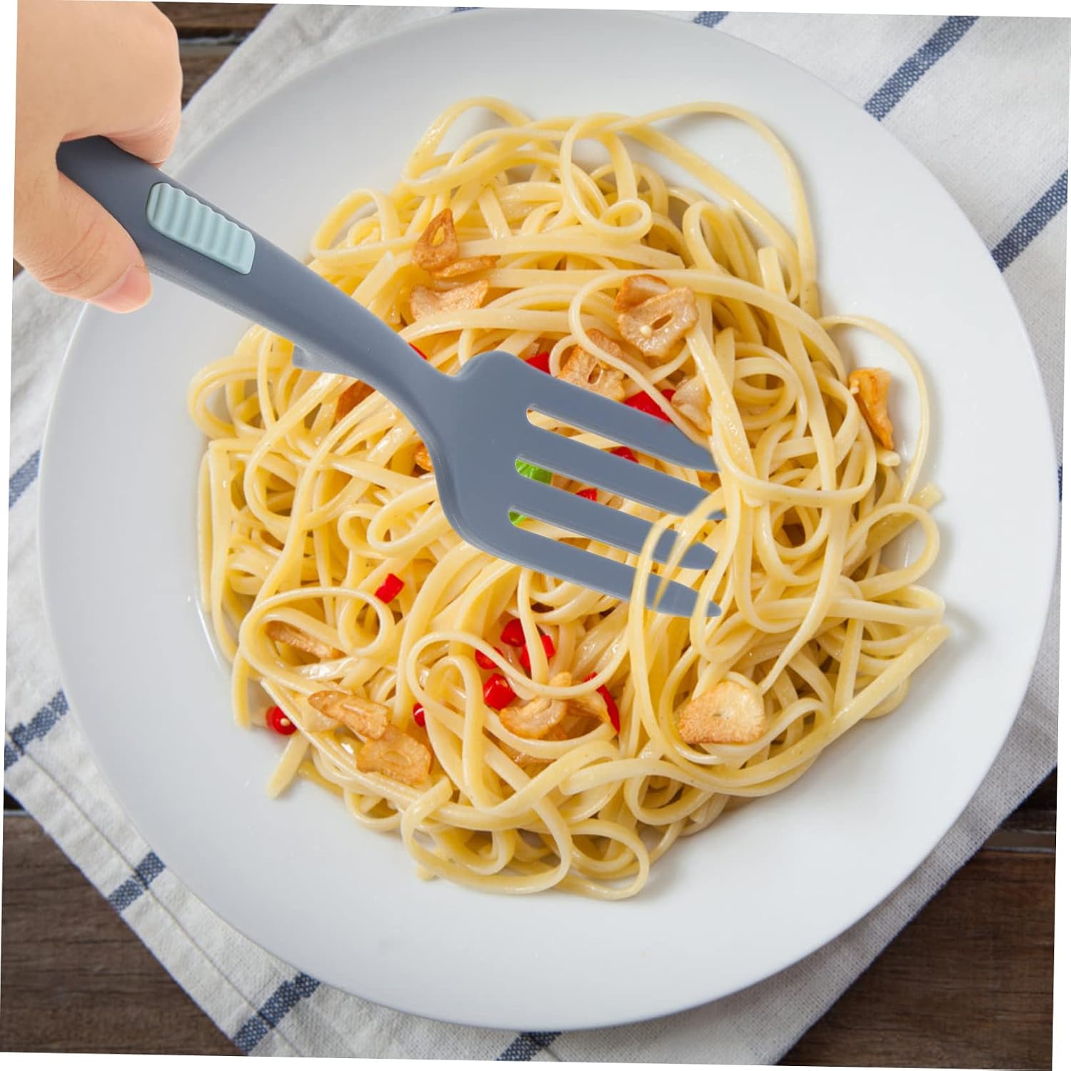 Silicone Cooking Fork for Pasta and Noodles, Large Reusable