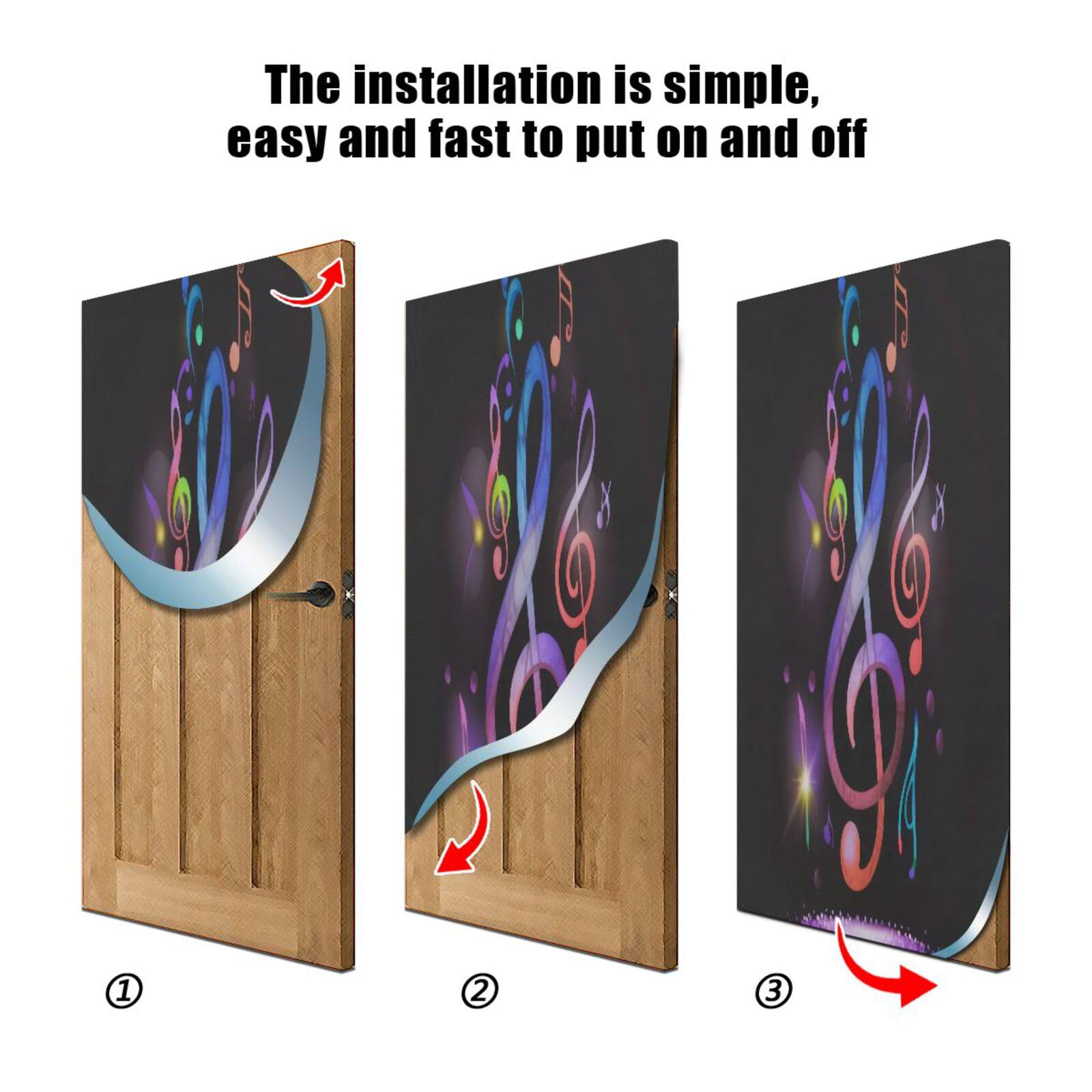 FLildon Dancing Music Note Pattern Door Cover Decoration, Party Accessory Porch Decor for Festive Ornament Room Door Covers 35 x 79 Inch
