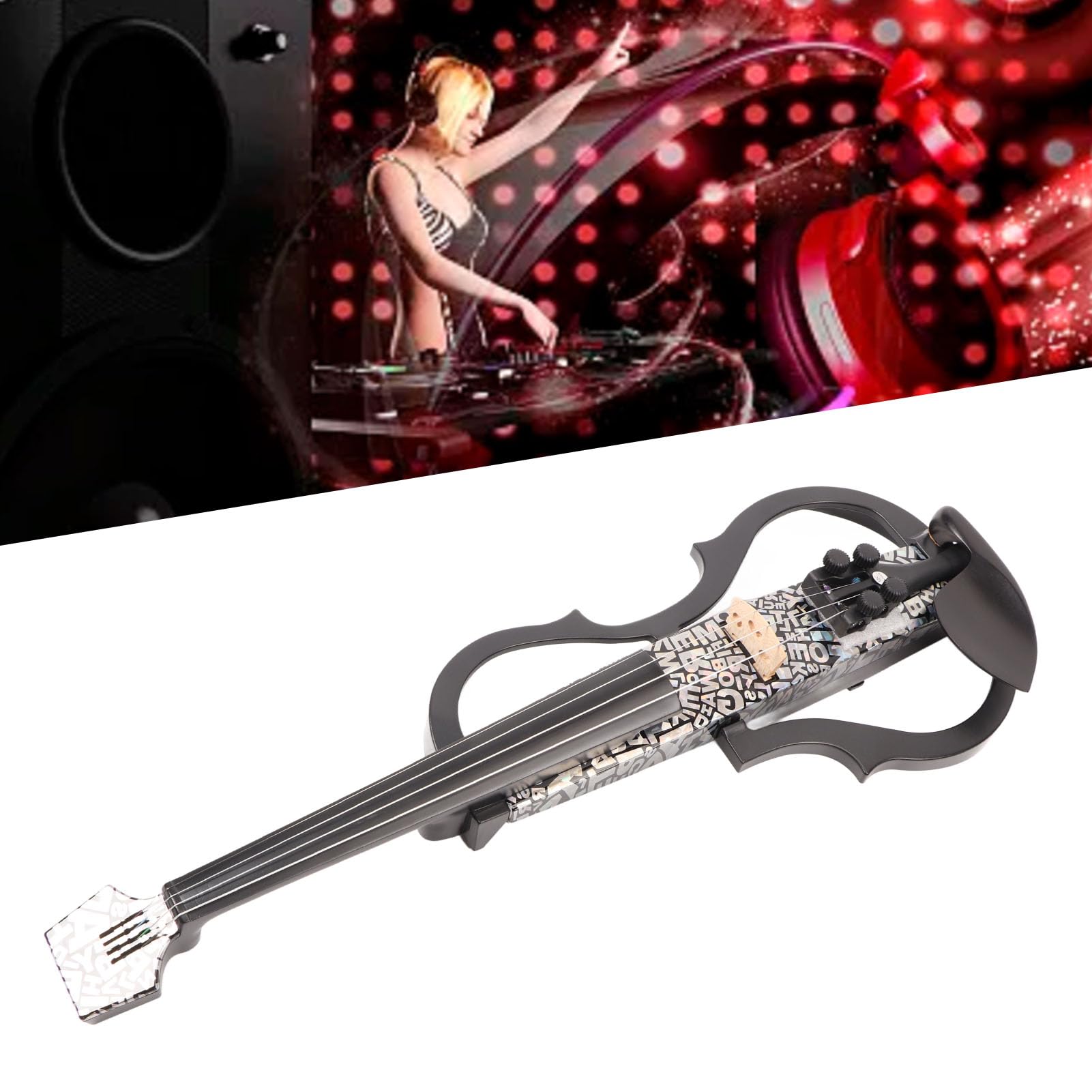 Violino elettrico silenzioso HaloVerde 4/4 full size con pickup integrato e jack per cuffie per esercitarsi silenziosamente e principianti, tono regolabile, corpo in fibra di