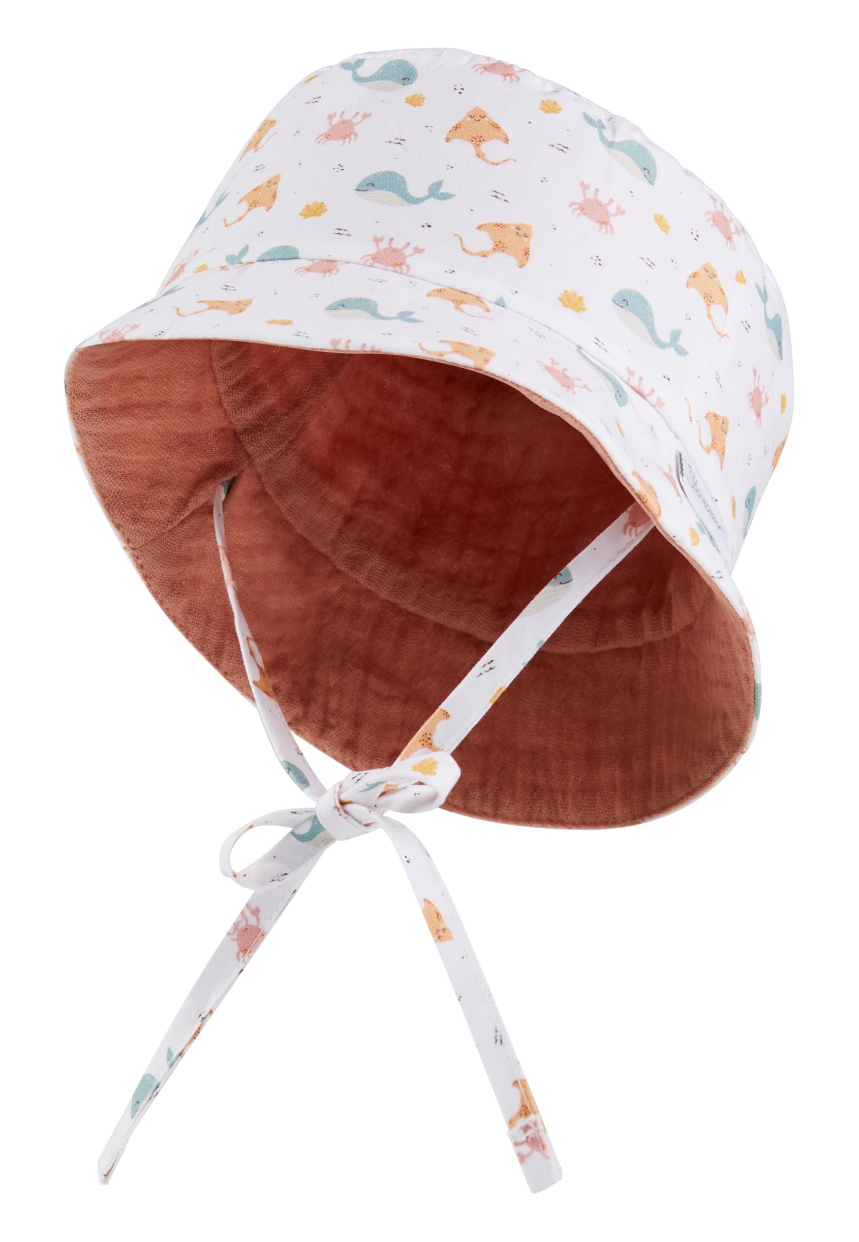 Sterntaler Unisex Children's Reversible Bucket Hat Printed with Sea Animals Sun Hat, White, 5 3/4