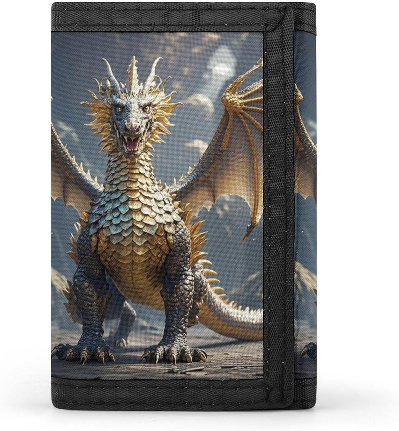 Golden Dragon Trifold Wallet with Id Window 8 Card Slots Slim Security Wallet Card Cash Coin Holder Outdoor Travel Modern Fashion Purse Gifts for Men Women image 4