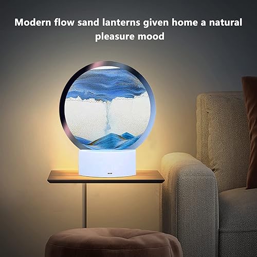 Miniatura 2 de WLWMCFXPWH Lámpara de mesa creativa de arena movediza lámpara LED de reloj de arena 3D arte de arena móvil lámpara de mesa de noche de arte de