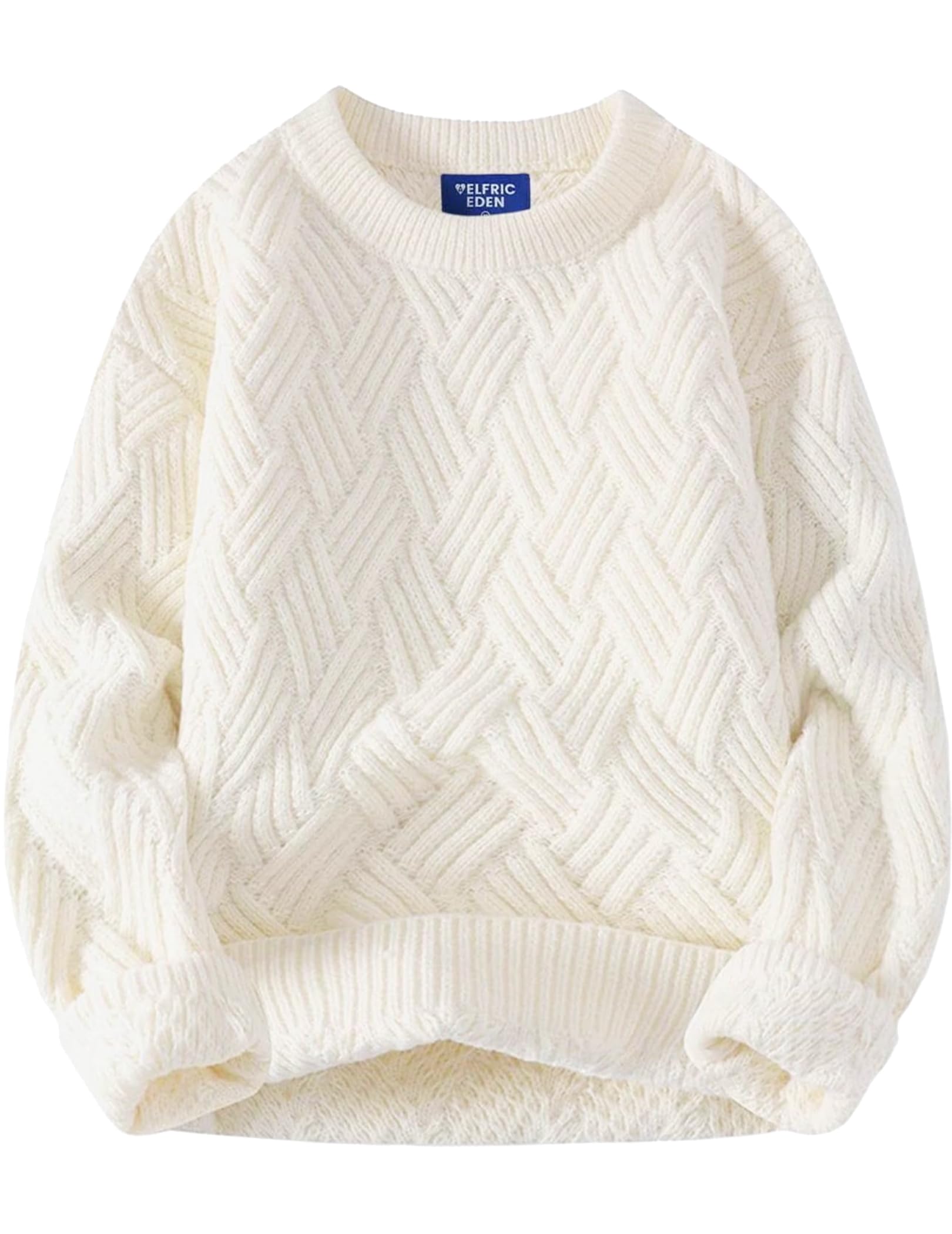 Aelfric Eden Oversized Rundhals Strickpullover Unisex Zopfmuster Pullover Sweater Leichter Freizeit Feinstrickpullover
