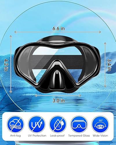 Miniatura 4 de Aegend Snorkel Mask Goggles with Nose Cover with Adjustable Soft Knitted Strap, Panoramic 180 View, Anti-Fog Anti-Leak Swim Goggles with Adult&Youth