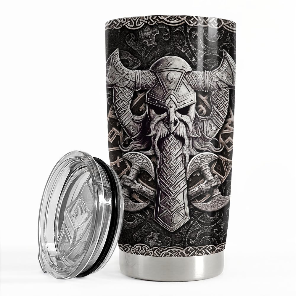 Viking Gifts for Men Viking Cup Tumbler 20oz Vikings Stainless Steel Insulated Tumblers Coffee Travel Mug Gift for